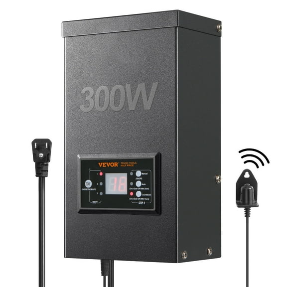 VEVOR 300W Low Voltage Landscape Transformer with Timer and Photocell Sensor, Waterproof Landscape Lighting Transformer, 120V AC to 12V/14V AC for Outdoor, Spotlight, Pathway Light, Pool light, ETL