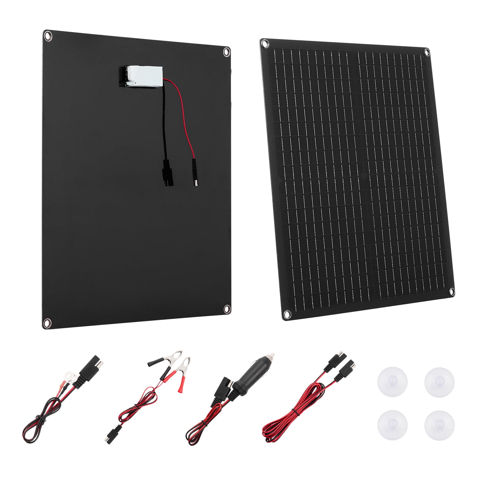 VEVOR 30W 12V Solar Panel Battery Charger,Solar Battery Trickle Charger Maintainer with Built-in Smart Controller & 3 Connection Cables,IP67 Waterproof Portable for RV Car Motorcycle Boat Van Camper