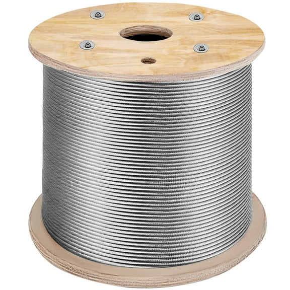 VEVOR 316 Stainless Steel Cable 1/8" 1x19 Steel Cable Wire Rope 150M/500FT Cable Railing Transport Wire Rope Cable for Railing Decking DIY Balustrade(150M)