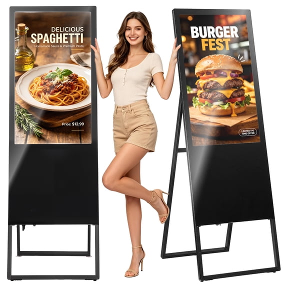 VEVOR 32 in Indoor Digital Signage Floor Standing Advertising Display Kiosk, with WiFi HDMI/USB Input Android OS, 178 Wide View, LCD Screen Interactive Monitor, Commercial Totem Vertical Poster