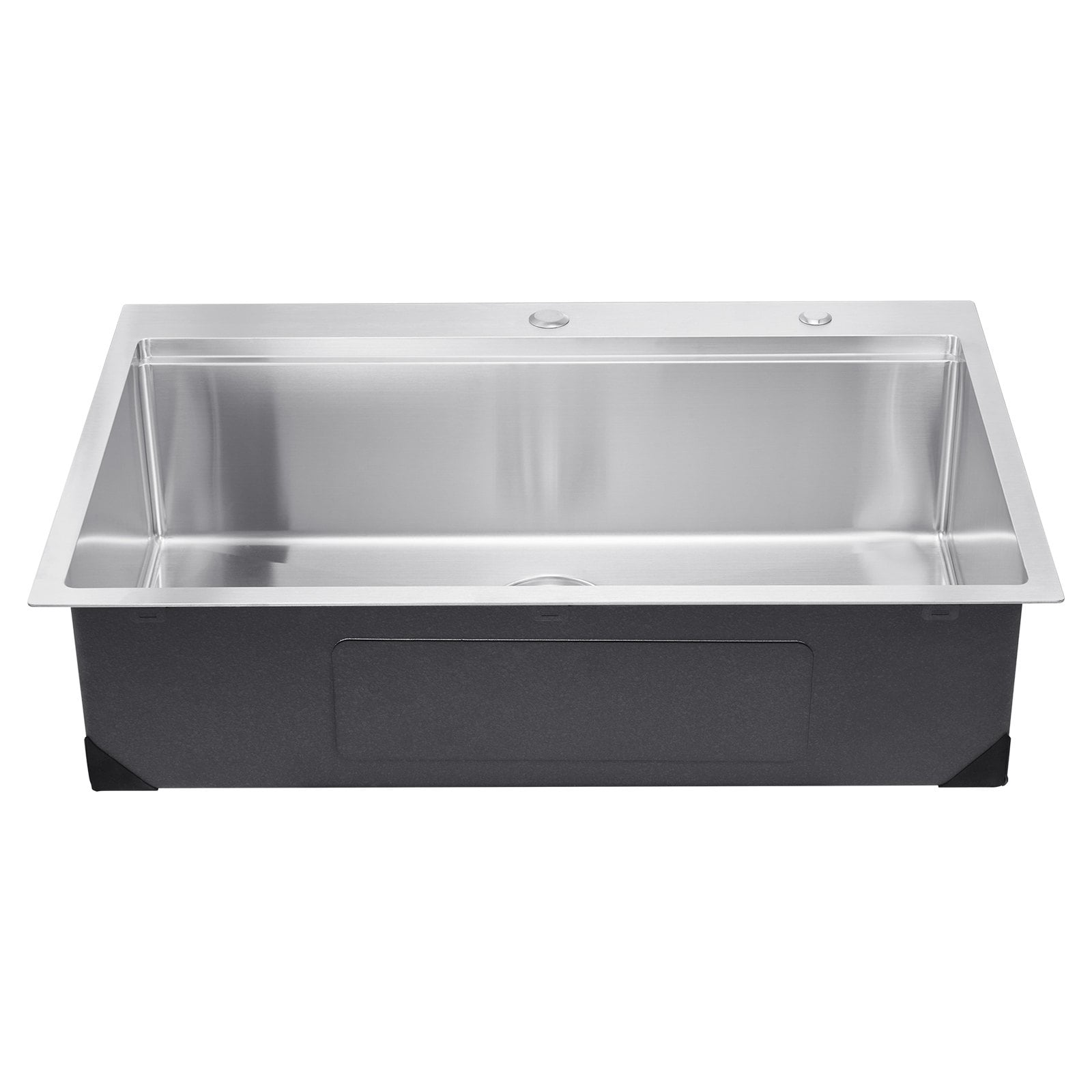 VEVOR 33-Inch Top-Mount Kitchen Sink, Single Bowl Drop-In Basin, Stainless Steel with Drain Kit