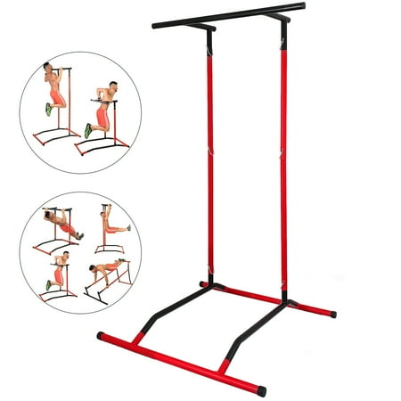 VEVOR 330lbs Pull Up Bar Free Standing Dip Station Power Tower Station Multi-Station Power Tower Workout Pull Up Station without Carry Bag for Home Fitness