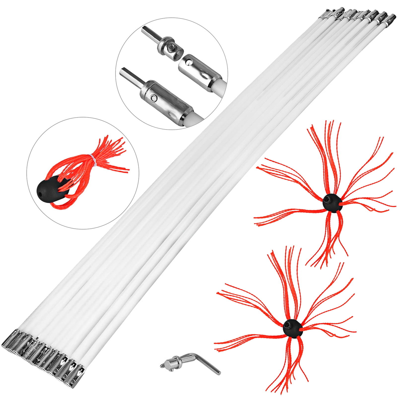 VEVOR 33ft Chimney Sweep Kit with 10 Nylon Flexible Rods and 2 Brush