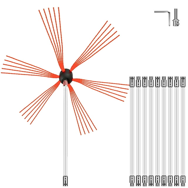 VEVOR 33ft Chimney Sweep Kit with10 Nylon Flexible Rods,Chimney Brush