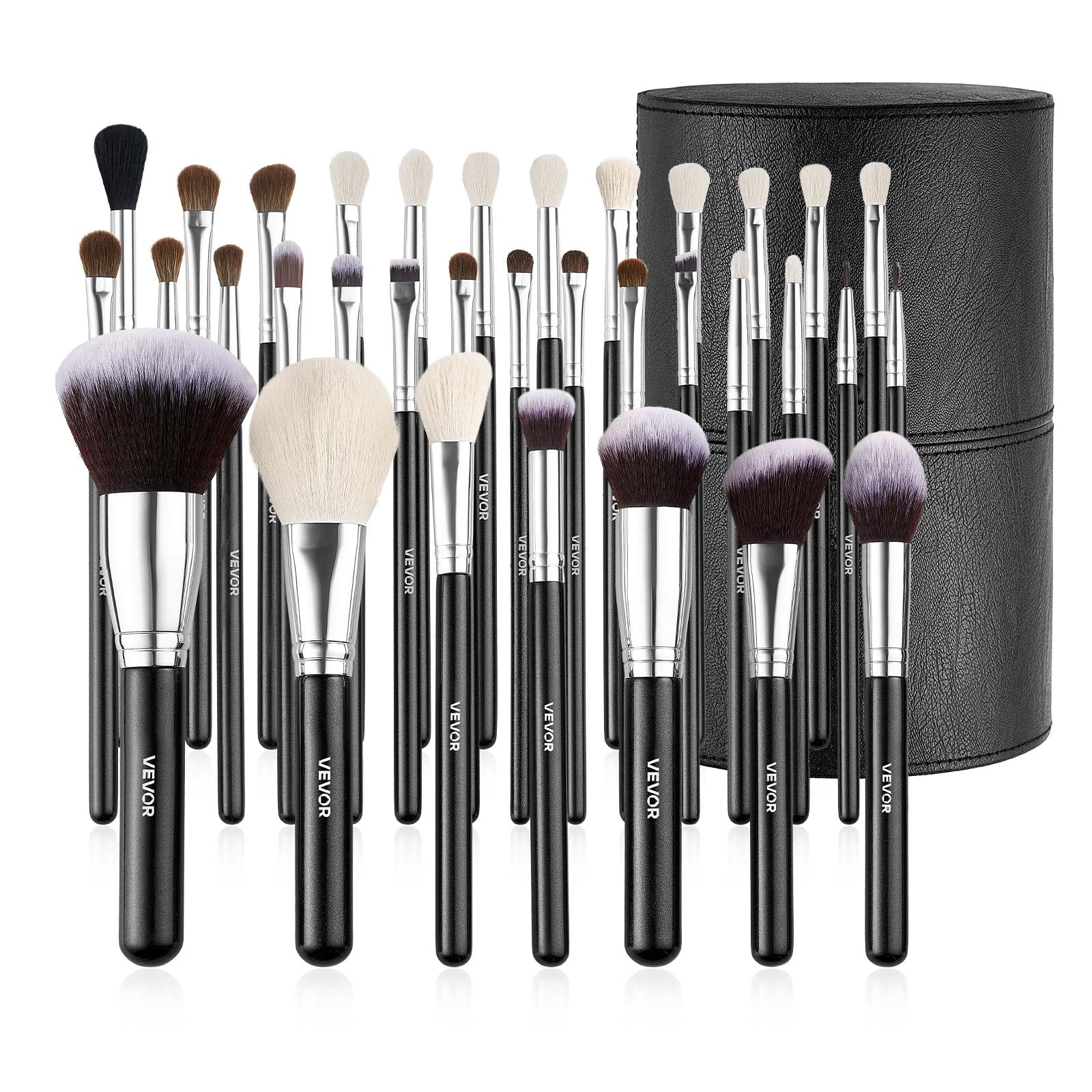 VEVOR 34-Piece Makeup Brush Set, Professional Brushes Kit for Foundation Blending Eyeshadow Concealer Blush - with Soft Bristles, Ergonomic Wood Handle, Travel-Friendly Case Included