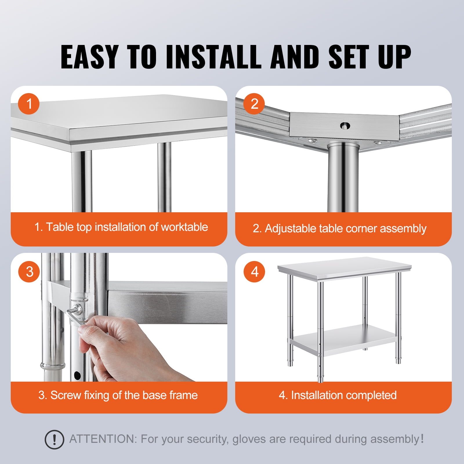 Stainless Steel 24x36x32 Inch Commercial Kitchen Prep Table