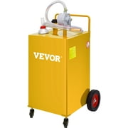 VEVOR 35 Gallon Gas Caddy, Fuel Storage Tank with 4 Wheels, Portable Fuel Caddy with Manuel Transfer Pump, Gasoline Diesel Fuel Container for Cars, Lawn Mowers, ATVs, Boats, More, Yellow