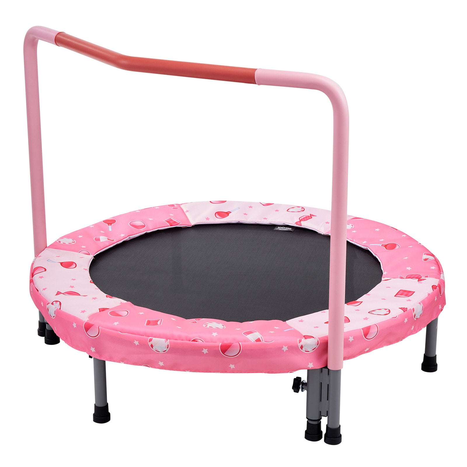 Pink Foldable Kids' Trampoline with Foam Handle