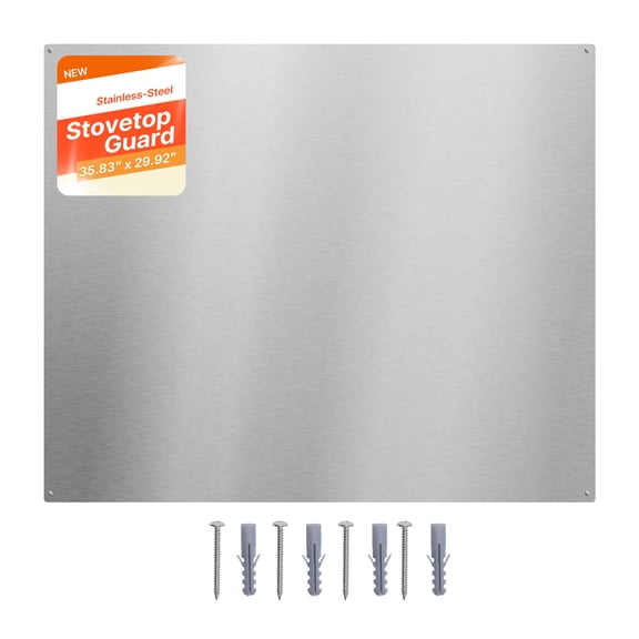 VEVOR 36" x 30" Stainless Steel Backsplash for Stove, Ultra Flat Splatter Guard, Wall Shield Range Hood Backsplash, Easy Clean Kitchen Wall Metal Panel, Pre-Drilled Holes for Easy Installation,Silver