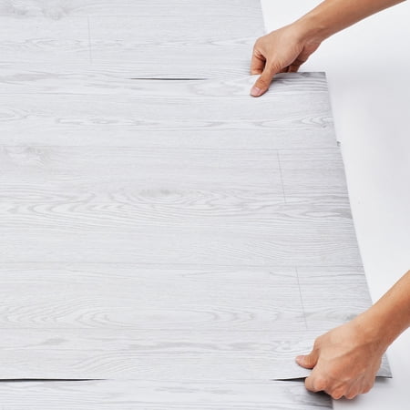 VEVOR 390x23.6 in Self-Adhesive Vinyl Floor Tiles, Light Gray Wood Grain