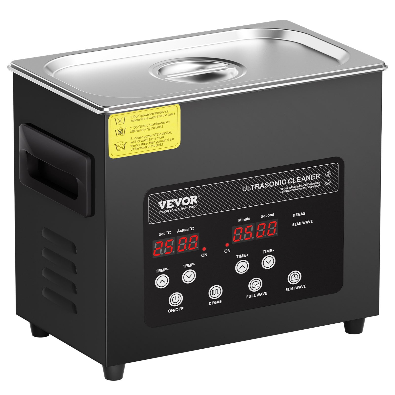 VEVOR 3L Ultrasonic Cleaner – 120W Power, Digital Timer & Heater ...