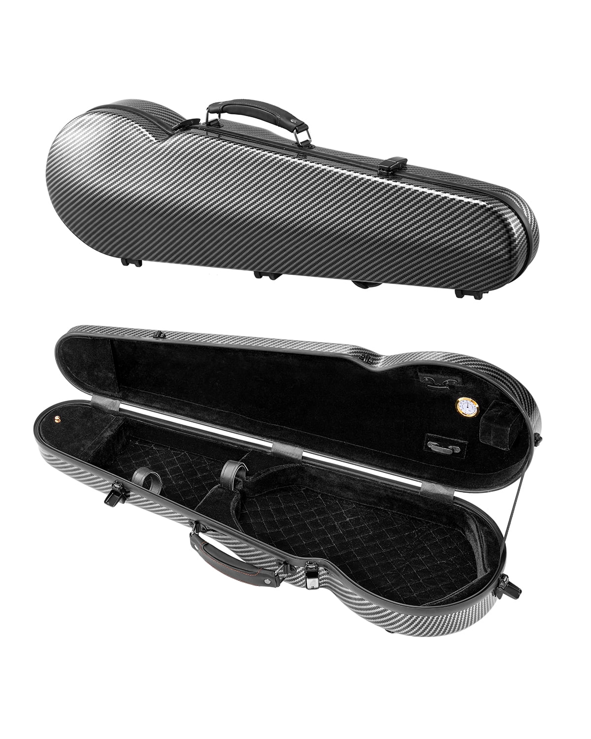 VEVOR 4/4 Full Size Violin Case, Built-in Hygrometer, Lightweight Portable Travel Carrying Bag, with Plush Lining, Dual Shoulder Straps, Anti-Scratch, Professional Triangular Shape, for Violin