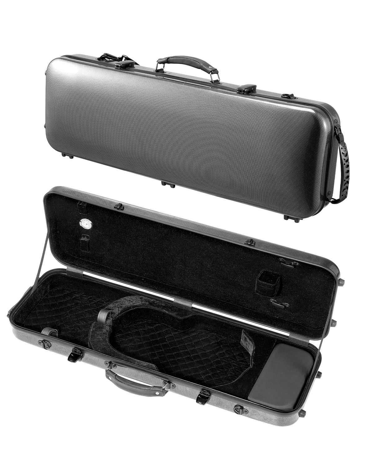 VEVOR 4/4 Full Size Violin Case, Built-in Hygrometer, Lightweight Portable Travel Carrying Bag, with Plush Lining, Shoulder Straps, Anti-Scratch, Professional Oblong Shape, for Violin, Black