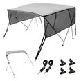 thumbnail image 1 of VEVOR 4 Bow Bimini Top Boat Cover, Detachable Mesh Sidewalls, 600D Polyester Canopy with 1" Aluminum Alloy Frame, Includes Storage Boot, 2 Straps, 2 Support Poles, 8'L x 54"H x 91"-96"W, Light Grey, 1 of 9