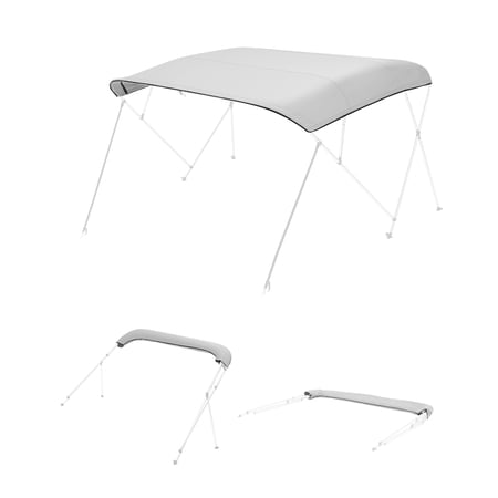 VEVOR 4 Bow Bimini Top Replacement Cover, 8 ft Long Durable 600D Marine Grade Waterproof Sun Shade Boat Canopy with Storage Boot, Easy Install Zipper Sleeve Awning, 96"L x (97"-103")W, Gray(No Frame)