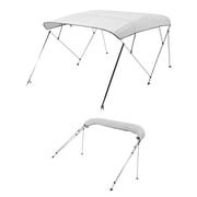 VEVOR 4 Bow Boat Bimini Tops, 600D Polyester Canopy with Aluminum Alloy Frame, Waterproof & Sun Shade Boat Awning Canopy with Storage Bag, 2 Support Poles, 4 Straps, 96"Lx79"-84"Wx54"H, Light Grey
