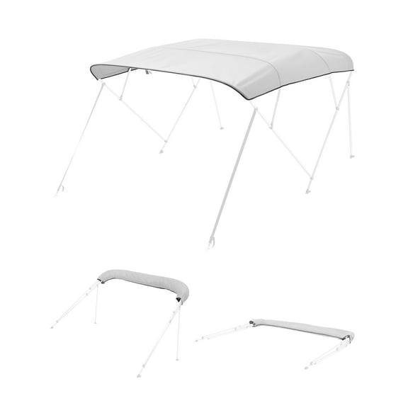 VEVOR 4 Bow Boat Bimini Tops, 600D Polyester Canopy, Waterproof & Sun Protection Boat Awning Canopy with Storage Bag, Bimini Top Replacement, 96"Lx(91"-96")W, Light Grey (Support Frame Not Included)