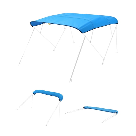 VEVOR 4 Bow Boat Bimini Tops, 600D Polyester Canopy, Waterproof & Sun Protection Boat Awning Canopy with Storage Bag, Bimini Top Replacement, 96"Lx(97"-103")W Pacific Blue (Support Frame Not Included