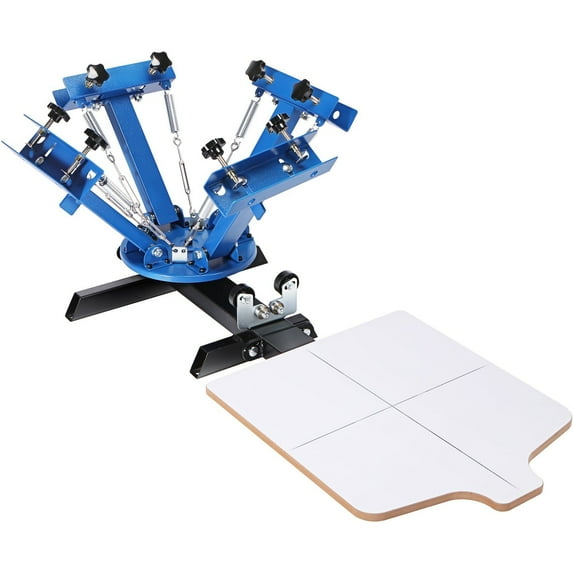 VEVOR 4 Color 1 Station Screen Printing Machine, 21.2x17.7in / 54x45cm Screen Printing Press 360掳 Rotable Silk, Double-Layer Positioning Pallet for T-Shirt DIY Printing