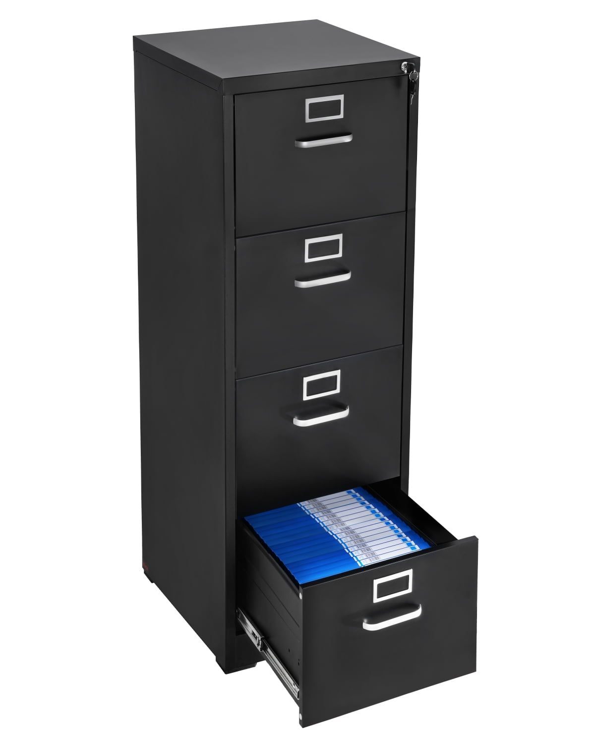 VEVOR 4 Drawer File Cabinet with Lock, Metal Vertical Filing Storage Cabinets for Home Office, Heavy-Duty Cabinet with Detachable Hanging Rod, for A4/Letter/Legal Size File, Easy Assembly (Black)