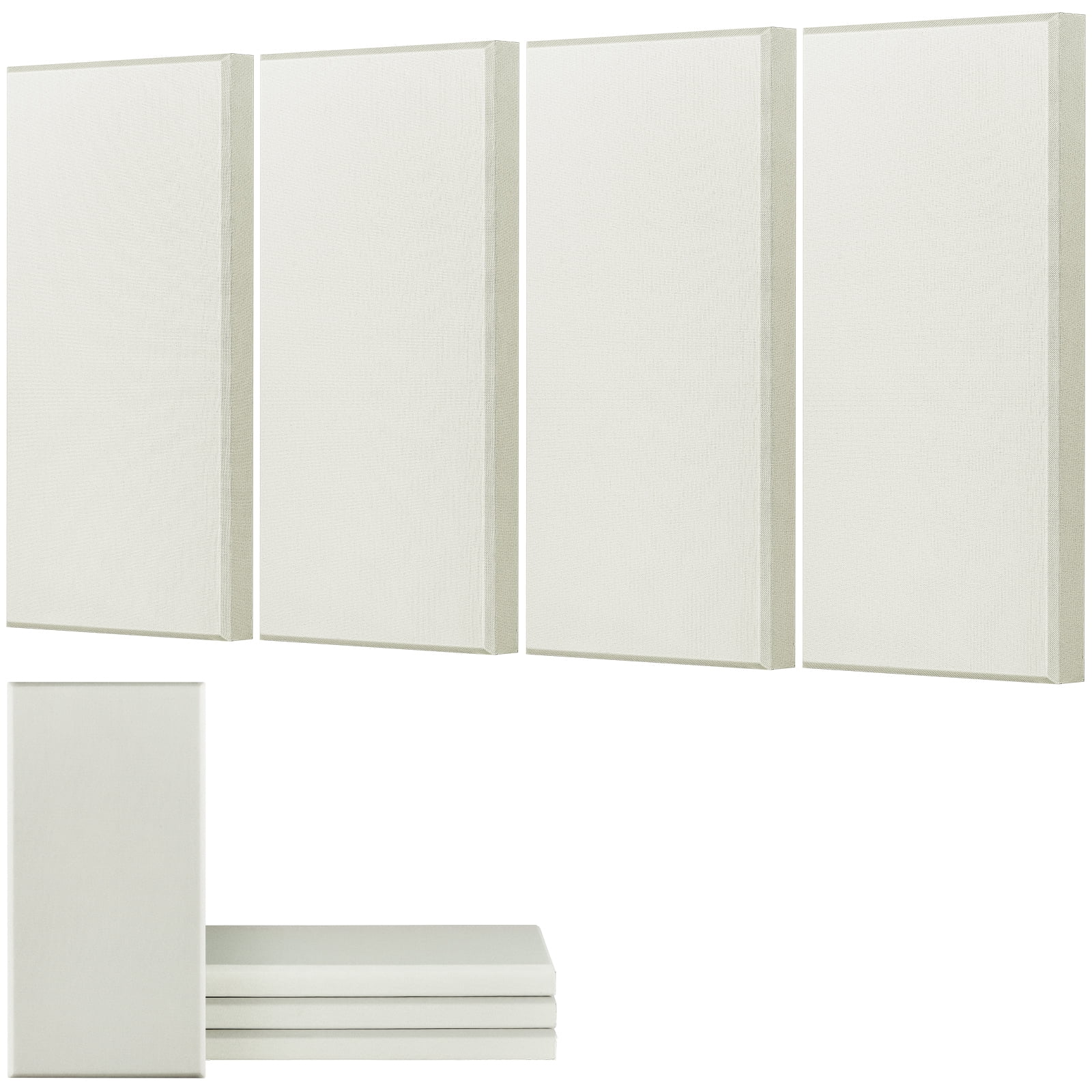 VEVOR 4 PCS Acoustic Panels, 2 inch Thick 23.6 x 11.8 inch Fiberglass Sound Absorbing Panels, Self-adhesive Soundproof Wall Boards, for Studios, Office, Home Theater,Meeting Room, Beige