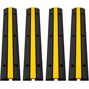 BENTISM 4 Pack of 1-Channel Rubber Cable Protector Ramps Heavy Duty 22046lbs Load Capacity Cable Wire Cord Cover Ramp Speed Bump Driveway Hose Cable