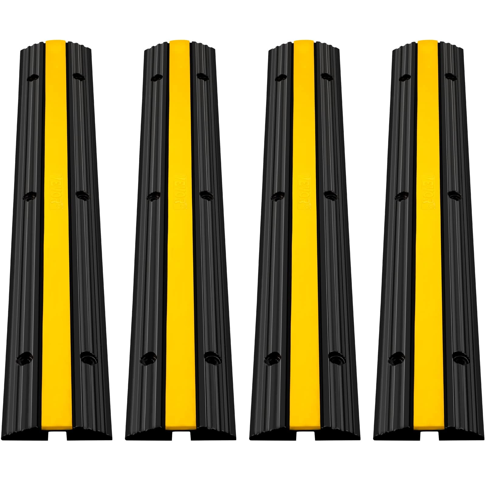 VEVOR 4 Pack of 1-Channel Rubber Cable Protector Ramps Heavy Duty ...