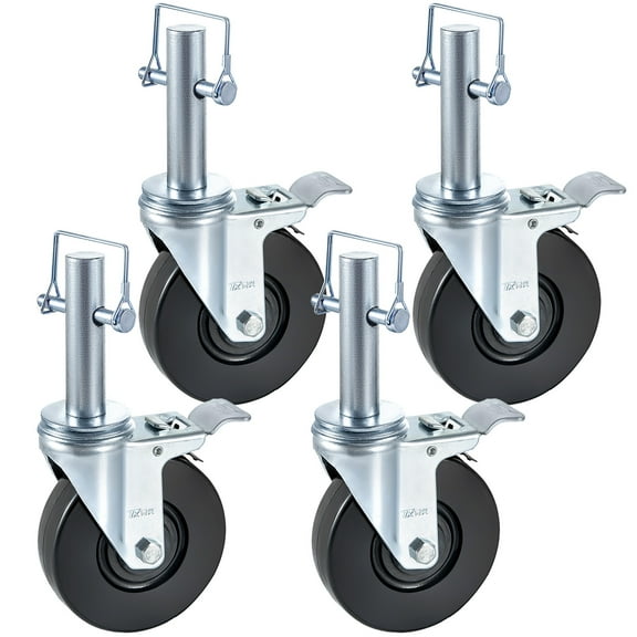 VEVOR 4 Pack 5" Scaffolding Rubber Swivel Caster Wheels with Dual Locking Heavy Duty Casters 1"