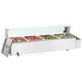 thumbnail image 1 of VEVOR 4-Pan Bain Marie Food Warmer 6-inch Deep, 1500W Electric Countertop Food Warmer 44 Quart with Tempered Glass Shield, 110V Food Grade Stainelss Steel Commercial Table with 4 Lids & 2 Ladles, 1 of 11
