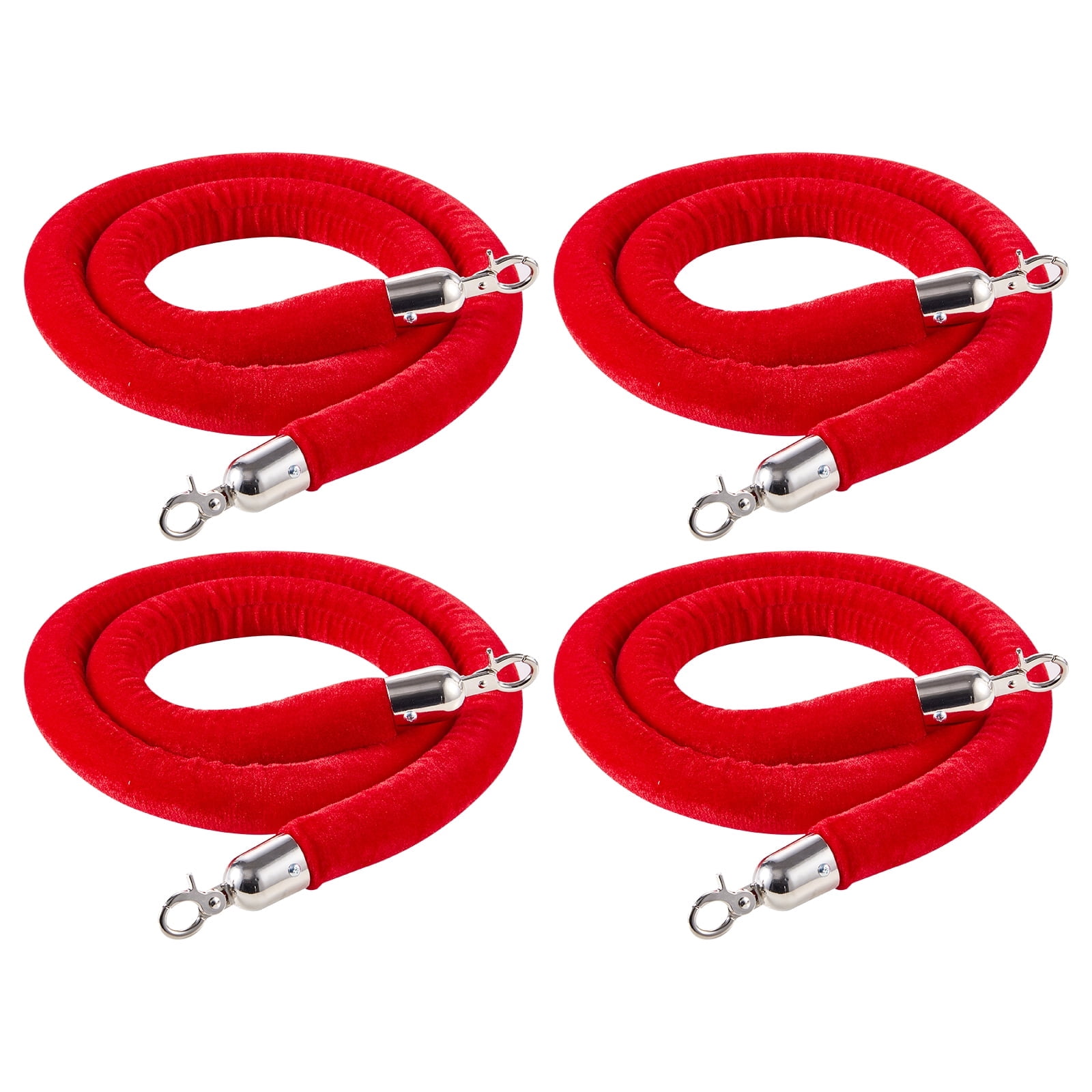 VEVOR 4 Pcs Red Velvet Stanchion Ropes, 5 ft Crowd Control Stanchion ...