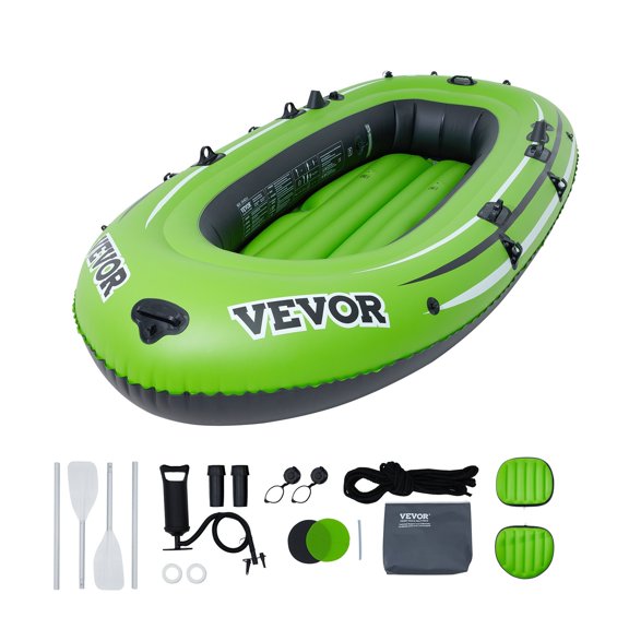 VEVOR 4-Seater Inflatable Fishing Boat, Durable PVC, 1100 lbs Capacity for Adults and Kids