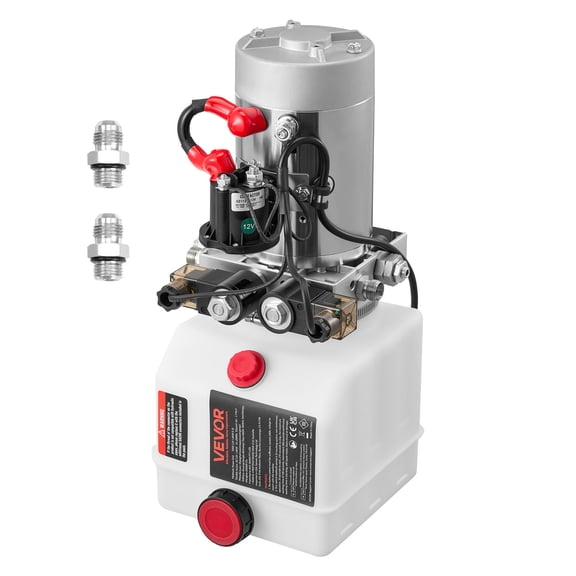 VEVOR 4 Quart Hydraulic Power Unit, Double Acting Dump Trailer Pump, 3200 PSI Max Relief Pressure & 0.91 GPM Flow Rate, DC 12V Hydraulic Pump with Metal Reservoir for Dump Trailer Car Lifting, White