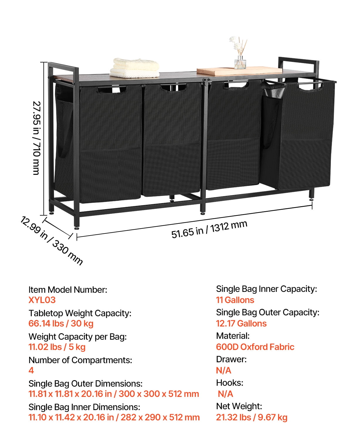 4 Section Laundry Hampernull