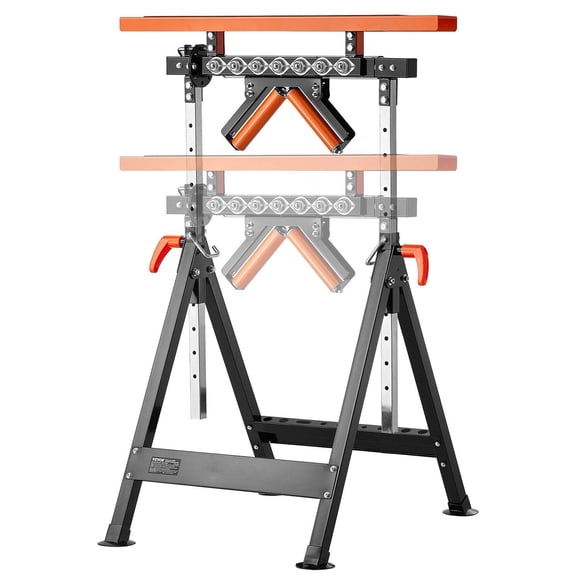 VEVOR 4-in-1 Roller Stand, 440 lb Load Capacity, 33-50 in Adjustable Height, Folding Heavy Duty with Rack & Polished Multi-directional Roller Head, for Table Saw Outfeed Woodworking Extensio