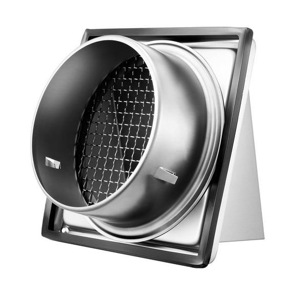 VEVOR 4 inch External Extractor Wall Vent Cover, Square AC Vent Gable Cover, Premium Stainless Steel & with Built-in a Protection Screen, for House,Ba