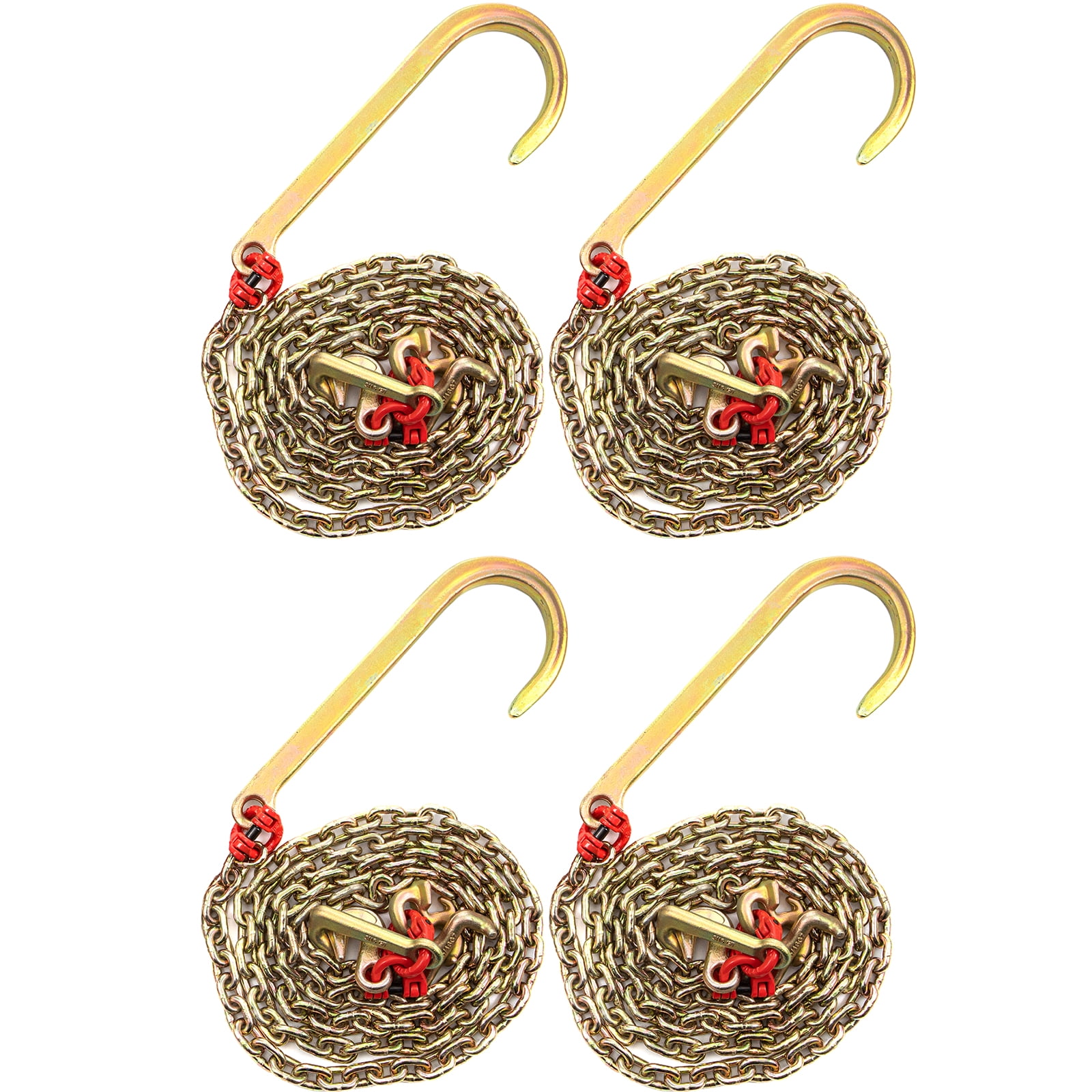 VEVOR 4 pcs J Hook Tow Chain, 5/16in x 10ft Tow Chain Bridle with 15