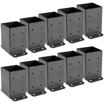 VEVOR 4 x 4 Post Base 10 PCS, Deck Post Base 3.6 x 3.6 inch, Post Bracket 2.5 LBS Fence Post Anchor Black Powder-Coated Deck Post Base with Thick Steel for Deck Supports Porch Railing Post Holders