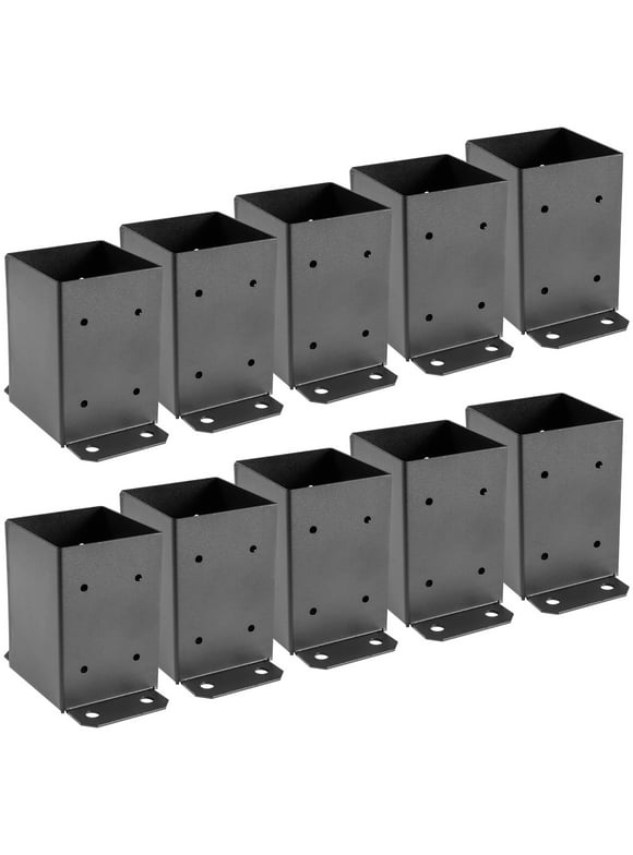 VEVOR 4 x 4 Post Base 10 PCS, Deck Post Base 3.6 x 3.6 inch, Post Bracket 2.5 LBS Fence Post Anchor Black Powder-Coated Deck Post Base with Thick Steel for Deck Supports Porch Railing Post Holders