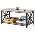 thumbnail image 1 of VEVOR 40" Farmhouse Coffee Table, Rectangle Coffee Table with Open Storage Compartment, Wooden Rustic Cocktail Table for Living Room, Bedroom, Apartment, Studio, Brown & Black, 1 of 9