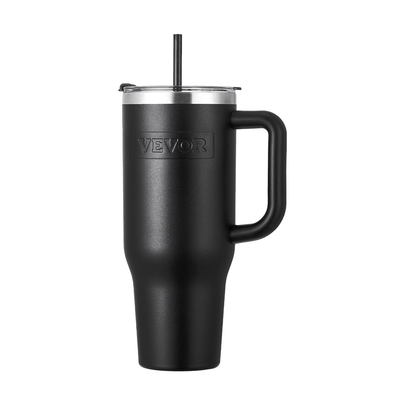 VEVOR 40 oz Insulated Water Bottle, Stainless Steel Sports Coffee Cup with Lid, Handheld Travel Coffee Mug Double Walled, Camping Hydration Flask Leakproof, for Indoor/Outdoor School, Work, Black