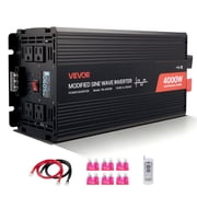 VEVOR 4000W Power Inverter, 12V DC to 120V AC Modified Sine Wave Inverter, Solar Car Charger Converter with LCD Display, Remote Control, 2 USB Ports, 4 AC Outle