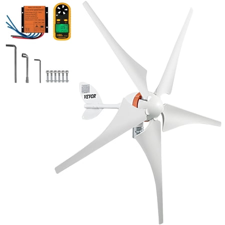 VEVOR 400W Wind Turbine Generator Kit - 12V/AC with MPPT Controller, 5 Auto-Adjust Blades for Home, Marine, and Mobile Use