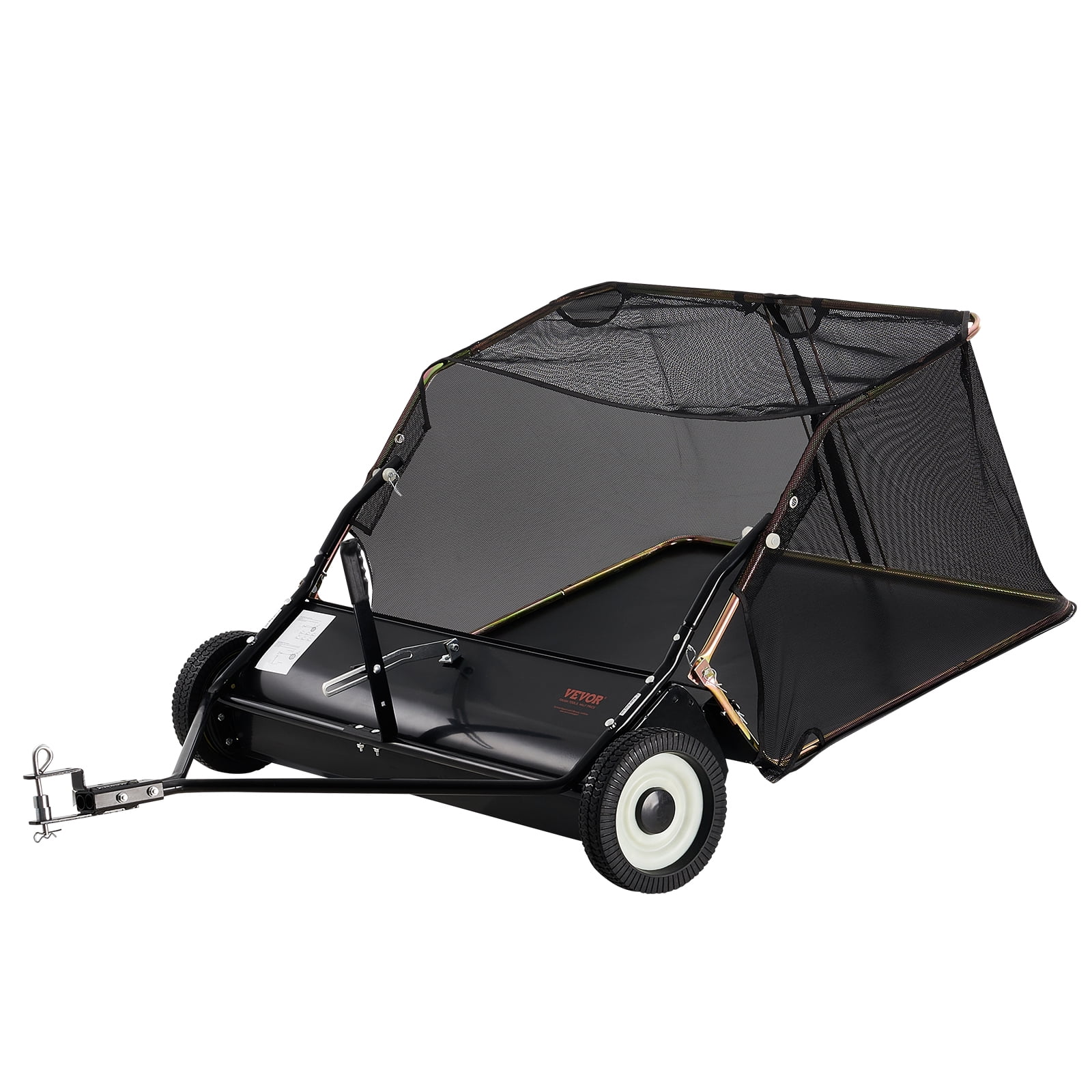 VEVOR 42-inch Lawn Sweeper Tow Behind, 12 cu.ft. Large Pull Behind Grass Sweeper, Heavy Duty Leaf & Grass Collector with Dumping Rope Design, Adjustable Sweeping Height for Picking Up Debris & Grass