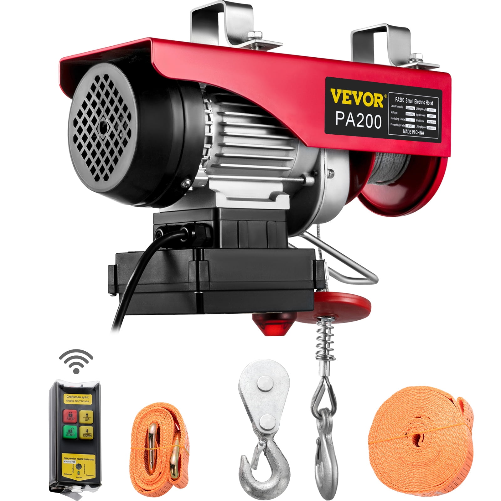 VEVOR Electric Hoist 550 lbs With Wireless Remote Control & Single/Double  Slings Electric Winch, Steel Electric Lift, 110v Electric Hoist for Lifting