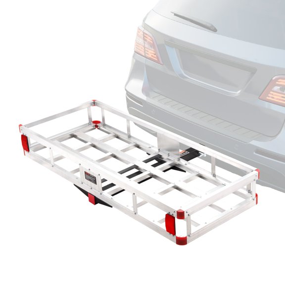 VEVOR 49.4 x 22.4 x 7.1 in Hitch Cargo Carrier, 500lbs Loading Capacity Trailer Hitch Mounted Cargo Basket, Rust-proof Aluminum Luggage Carrier Rack Fits 2" Hitch Receiver for SUV Truck Pickup Campin