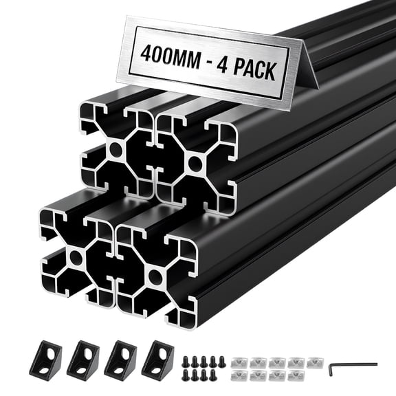 VEVOR 4PCS 4040 Aluminum Extrusion Profile, 15.75 Inch 400 mm, T Slot European Standard Anodized Linear Rail, High-Strength Extruded Aluminum Rail, for 3D Printer Parts and CNC DIY Workbench, Black