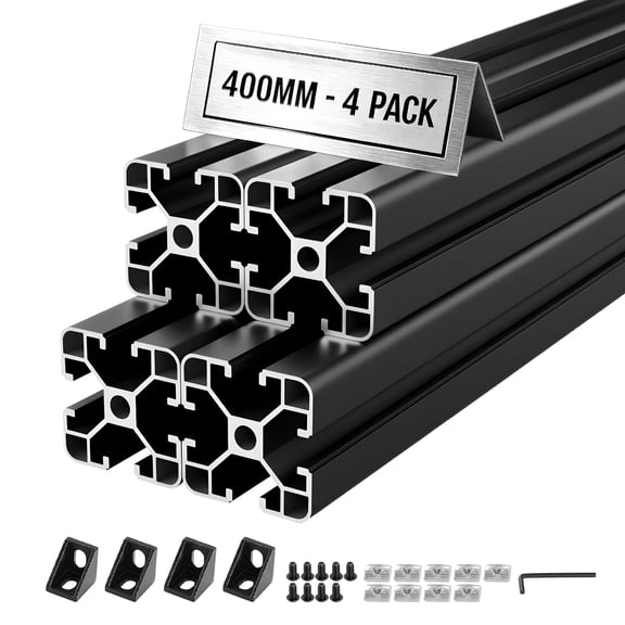 VEVOR 4PCS 4040 Aluminum Extrusion Profile, 15.75 Inch 400 mm, T Slot European Standard Anodized Linear Rail, High-Strength Extruded Aluminum Rail, for 3D Printer Parts and CNC DIY Workbench, Black