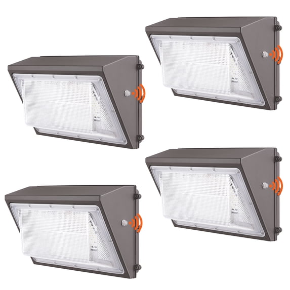 VEVOR 4PCs LED Wall Pack Lights, 120W 11000LM, 5000K Commercial Outdoor Lights Security Lighting Fixture, with Intelligent Light Sensing 240 LED beads Energy Saving for Garages Yards