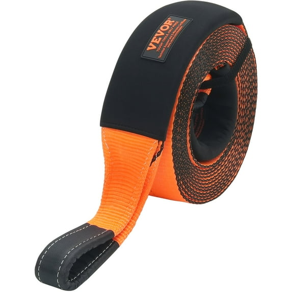 VEVOR 4x30 Recovery Tow Strap, 46,500 lbs Break Strength, Triple Reinforced Loops, Tree Saver, Off-Road Towing, Weather Resistant, Includes Protective Sleeves & Storage Bag