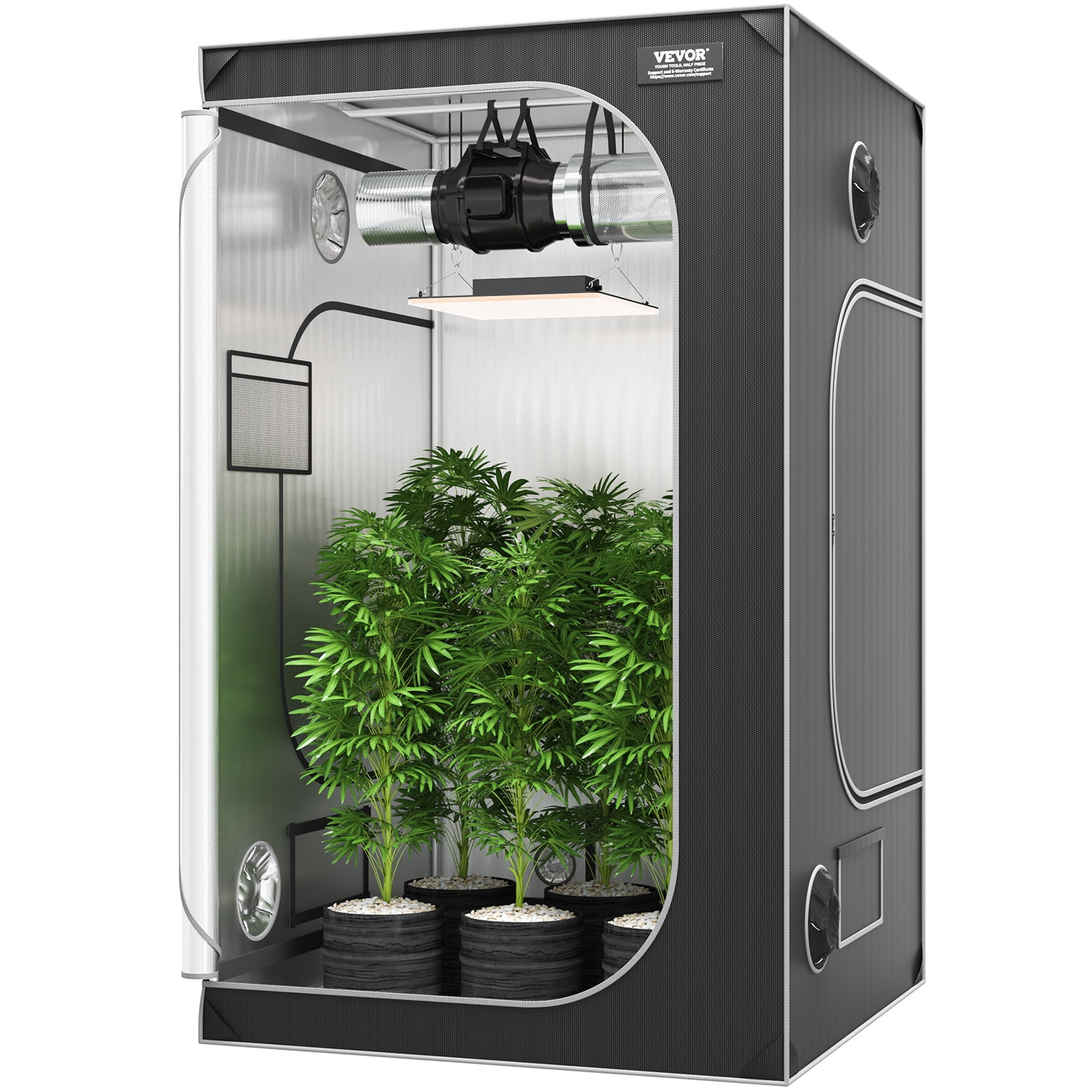 Etnt VEVOR 4x4 Grow Tent, 48'' x 48'' x 80'', High Reflective 2000D Mylar ...